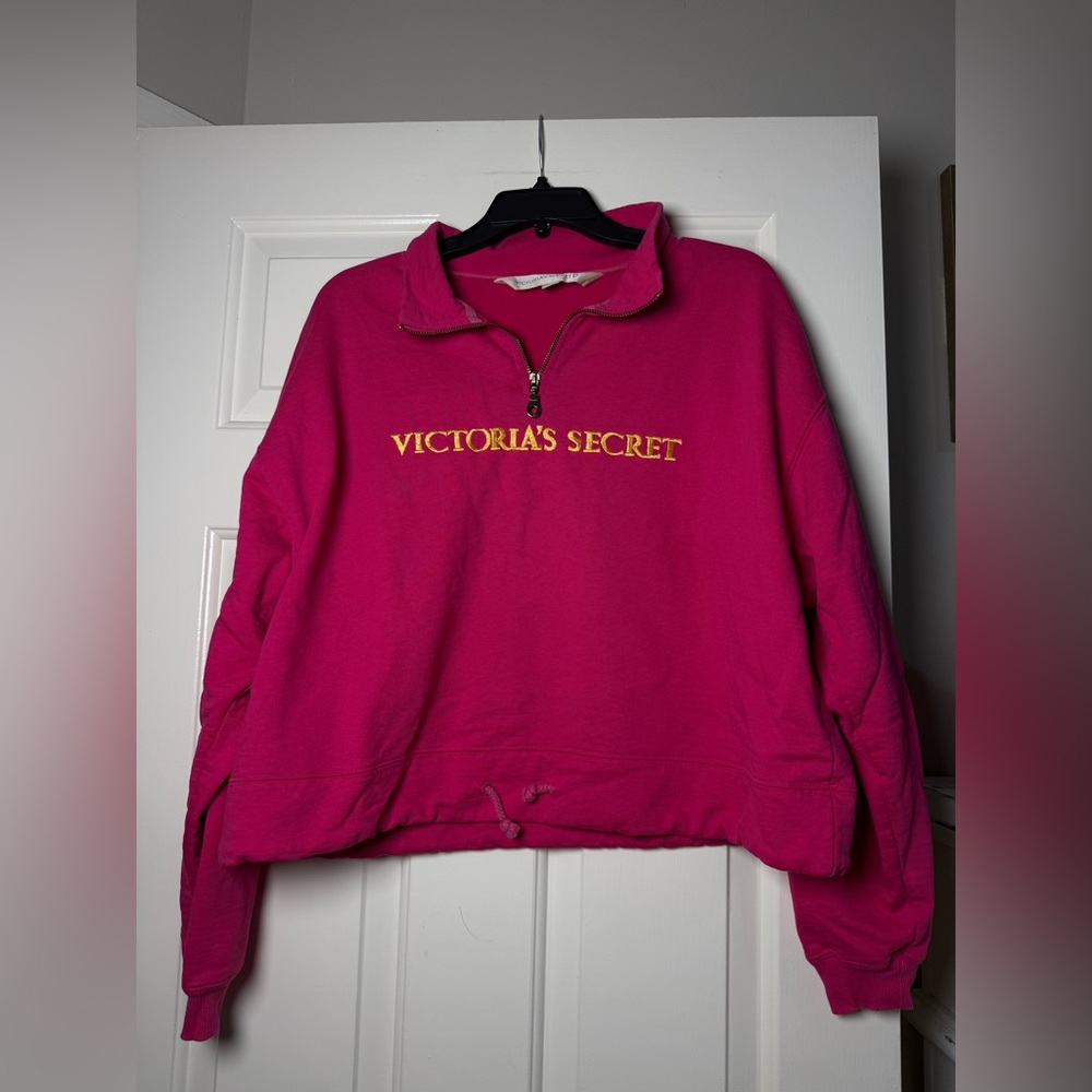Victoria's Secret cropped embroidered quarter zip sweatshirt‎